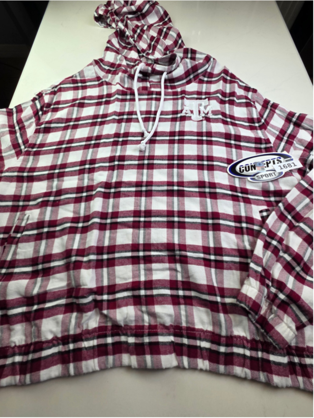 Women's Concepts Sport Texas A&M Hoodie XL Maroon White Plaid Sweatshirt #1681
